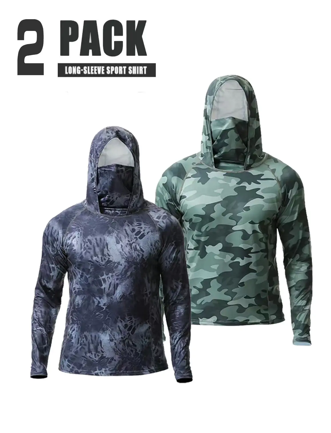 [2PCS] NEW 2026 COOL Men's Quick-Dry Sports Hoodies Face Mask Breathable Sun Protection for Gym,outdoor, Running & Casual Attire Activewear graphic tees