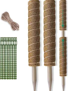 Monstera Plant Support, 2 Pack 20.5 Inch Plant Stakes for Indoor Plants Coco Coir Moss Pole Sticks for Climbing Potted Live Plants, Pothos, Philodendron, with Garden Ties