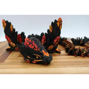 Ashenflare Inferno Serpent Articulated Fire Dragon Statue Fully Articulated Body Lava-Touched Dragon Decoration