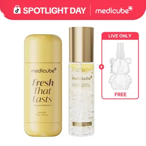 [LIVE Exclusive] [medicube] Summer Essentials Duo | Brightening, Smoothing, Hydrating Face & Body Care | Deodorant Vanilla & Pistachio, No Cast Just Glow Collagen Sunscreen, Kojic Acid Turmeric Jelly Mist Serum, Kojic Acid Body Wash | Korean Skincare