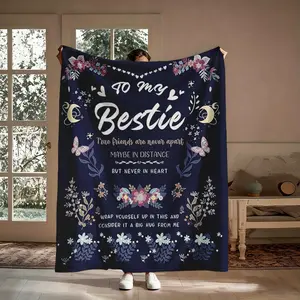 Best Friend Blanket Gift, To My Bestie True Friends Never Apart Big Hug Flannel Throw, Soft Cozy Warm Nap Blanket for Bedroom Living Room Dorm, Sentimental Long Distance BFF Gift for Her Girlfriend, Christmas Birthday Holiday Present