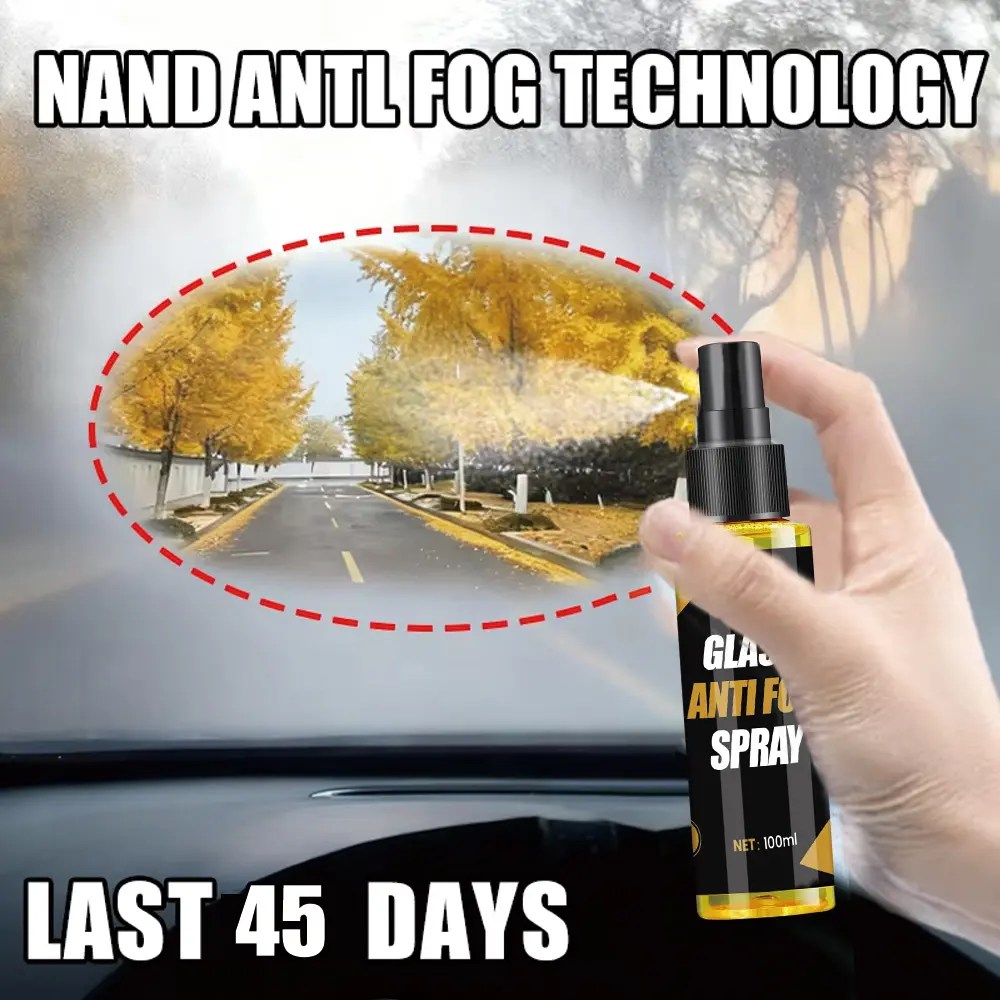 Car Glass Anti Fog Spray - Fast Acting & Long Lasting Windshield Defogger for All Vehicles, Portable Antifog Solution for Instant Fog Prevention, Durable Coating & Quick Application - Essential Vehicle Maintenance