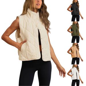 UANEO Women's Quilted Puffer Vest Stand Collar Lightweight Button Down Padded Gilet with Pockets #TikTokShopBlackFriday