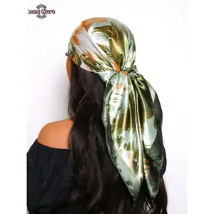 Women's Elegant Random Print Square Satin Scarf - Soft, Fashionable Multi-Purpose Decorated Head Scarves, Knit Headscarf Head Scarves for Daily Wear & Casual Use