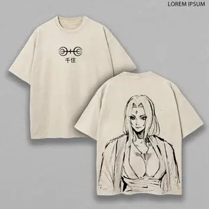 Tsunade Senju, Naruto Anime Double Printed Vintage, Unisex Oversize Anime Manga Heavyweight Cotton T shirt  Gift For Anime Fan  Anime Lover