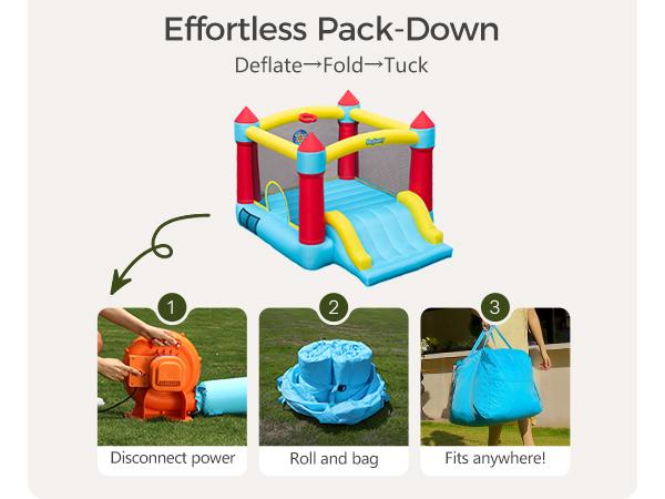 Outfunny Bounce House with Slide, Inflatable Bouncy House for Kids 3-8, Outdoor&Indoor, Bounce Area 8'x8', Capacity 400 lb Outfunny Bounce House with Slide, Inflatable Bouncy House for Kids 3-8, Outdoor&Indoor, Bounce Area 8'x8', Capacity 400 lb