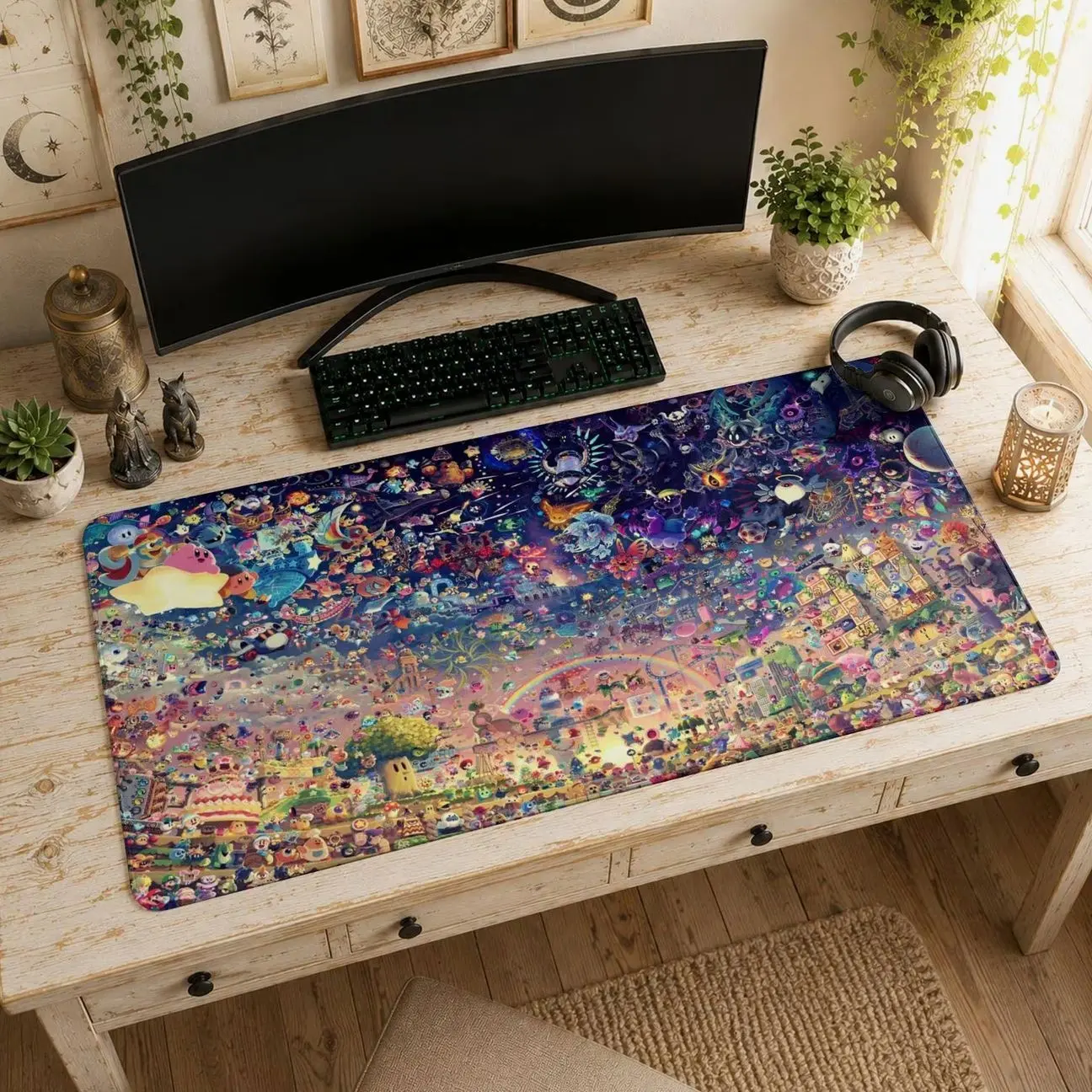 Kirby Mouse Pad | Desk Mat, Kirby Anniversary Cute Decor
