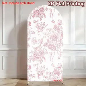 Pink Vintage Floral Toile Arch Backdrop Cover for Birthday Party Wedding Bridal Shower Tea Party Decor Background Wedding Arched Backdrop