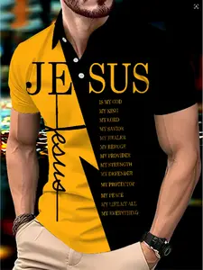 Men's New Sporty Golf Polo Shirt, Golf Tournament Shirt, Block Print, Breathable Quick-Dry Fabric, Fitted Casual Style, Perfect Christmas Gift