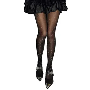 Smush 15-20mmHg Sheer Black Compression Tights with Rhinestone, Womenswear, one size Party Fashion Sparkle