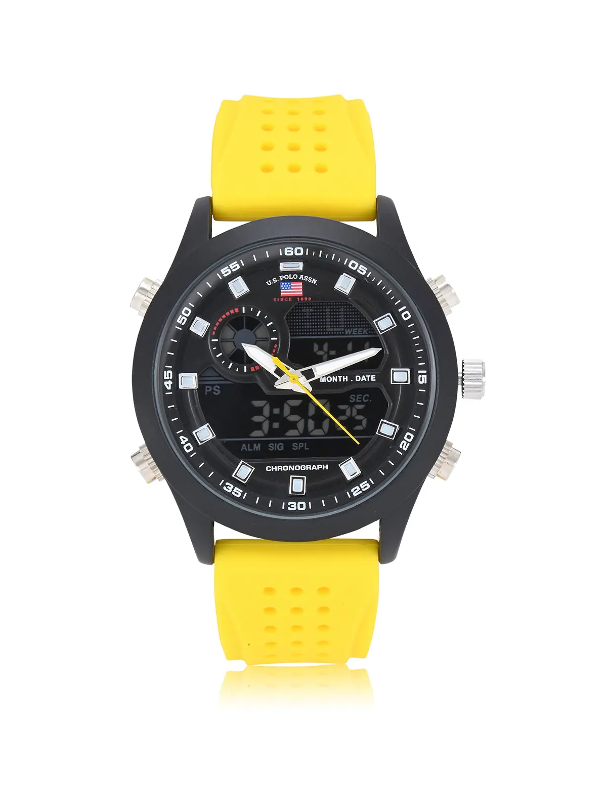 MENS YELLOW STRAP ANADIGI SPORTS WATCH