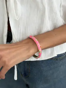 Vintage Floral Enamel Bangle Bracelet for Women, Gold Plated Oil Drop Flower Cuff Bracelet, Colorful Retro Statement Jewelry, Elegant Stackable Bangles, Trendy Fashion Bracelet for Daily Wear, Party, Vacation, Gift for Girls & Ladies