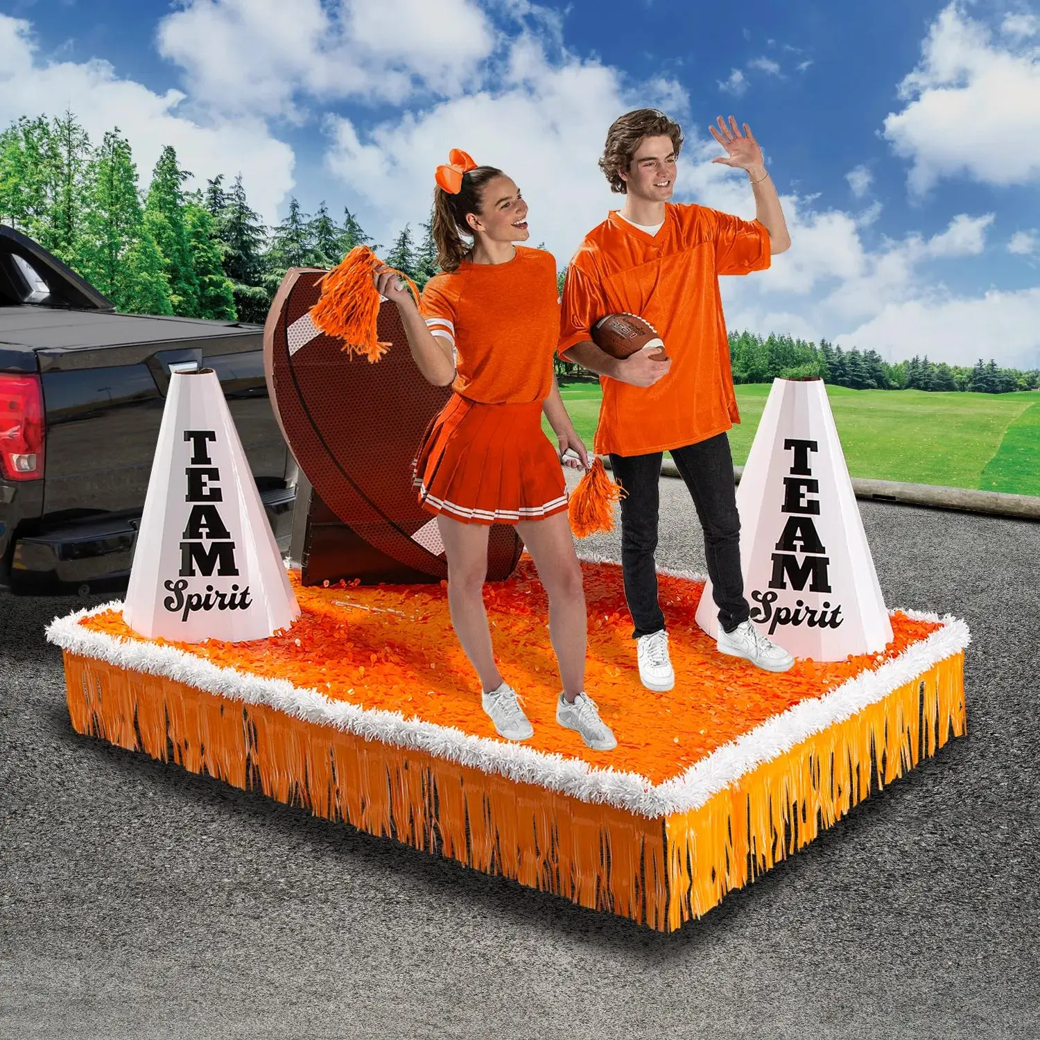 Orange Team Spirit Vinyl Floral Parade Float Decorating Kit - 11 Pcs., Ideal for High School Homecoming