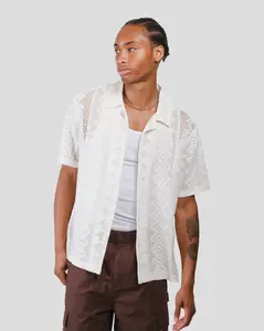 Brooklyn Cloth Sweater Knit Camp Collar Shirt, 100% Cotton, Relaxed Fit, Button Down Layering Shirt, Open Neck Camp Collar, Multiple Sizes