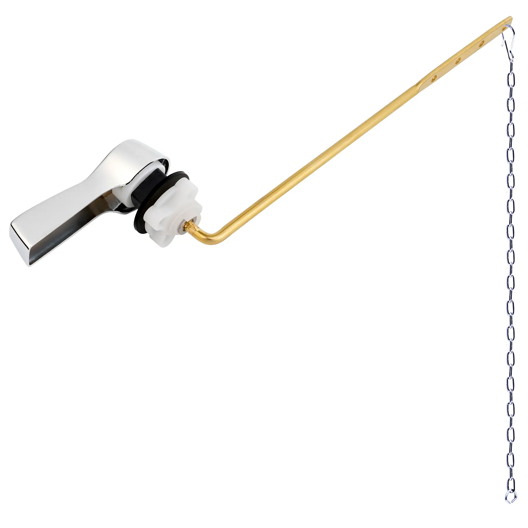 Hibbent Universal Metal Front Mount Toilet Handle Replacement Kit, Chrome Toilet Bowl Flush Handle with Solid Brass Toilet Flush Tank Lever, Stainless Steel Flapper Chains for Most Toilet Tanks
