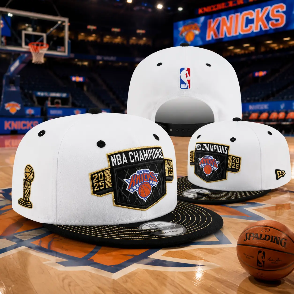 New Era New York Knicks White/Black Conference Champions Finals Snapback Adjustable Hat