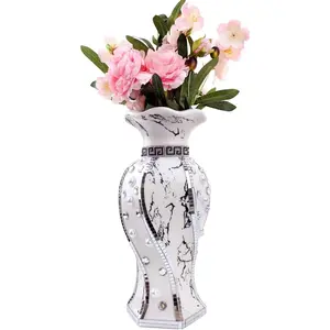 30cm Luxury Large Ceramic Flower Vase with Rhinestone, Modern Decorative Vase for Home Decor Centerpiece Living Room Bedroom