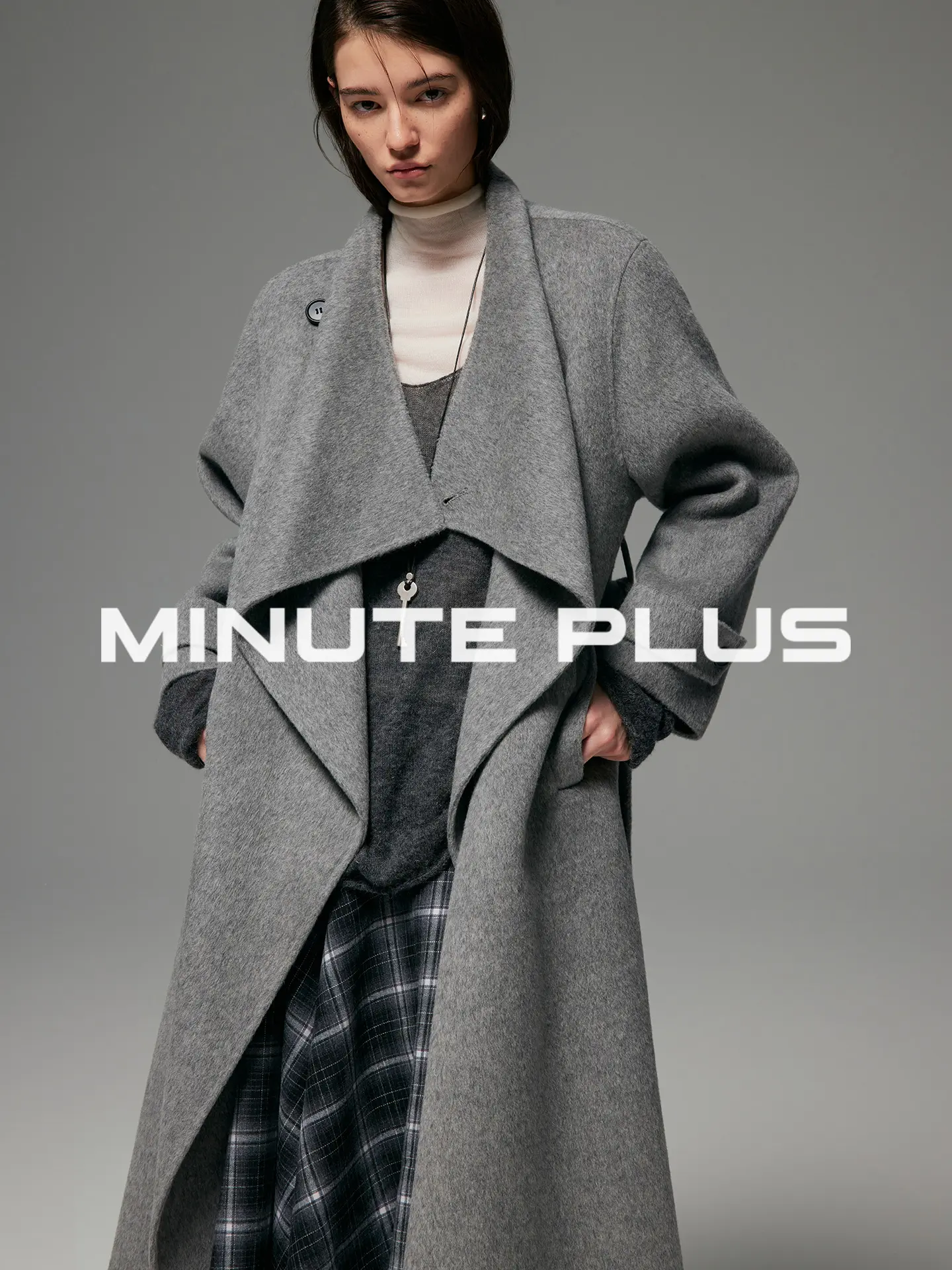 Women’s 100% Pure Wool Long Coat - Waterfall Draped Collar, Belted, Oversized Relaxed Warm Winter Outerwear (2 Colors)