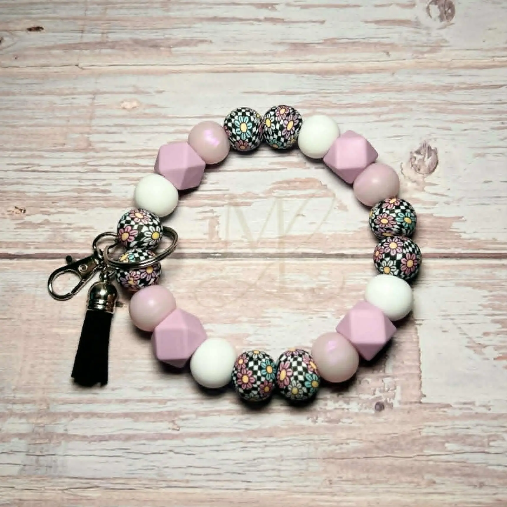 Keychain Wristlet - Retro Daisies
