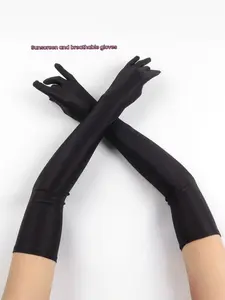 Elegant Plain Satin Long Gloves, Elastic Decorative Gloves, Perfect for Driving Parties and Weddings, Bride Performance Gloves, All Seasons