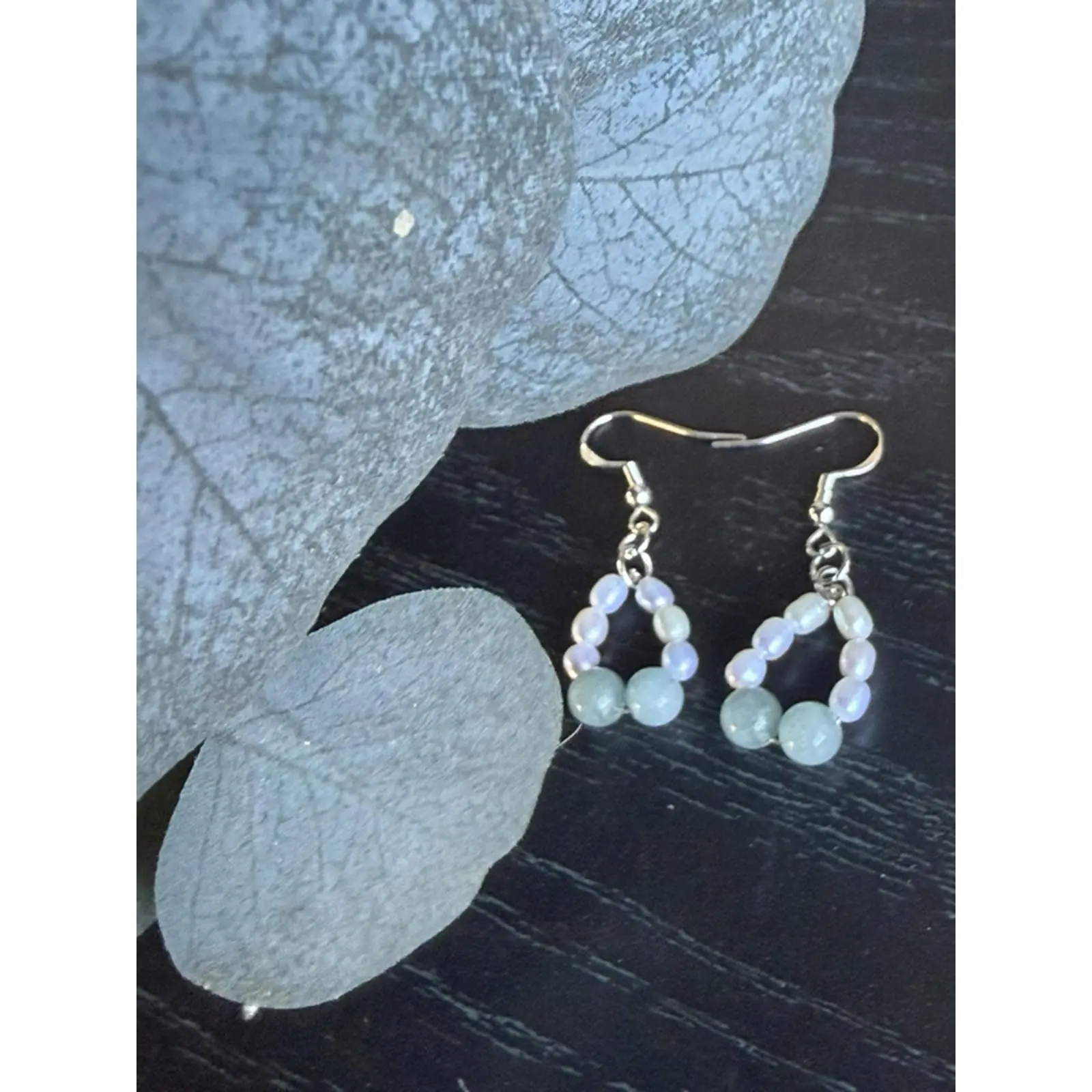 Handcrafted Natural Jade and Fresh Water Earrings by Founder - Unique Handmade Jewelry