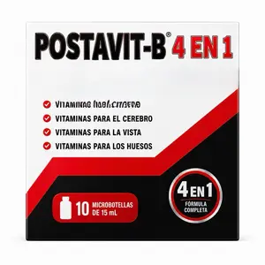 Postavit-B 4-in-1 Vitamin B Complex Supplement Drink, 10 Micro Bottles (15 mL Each)