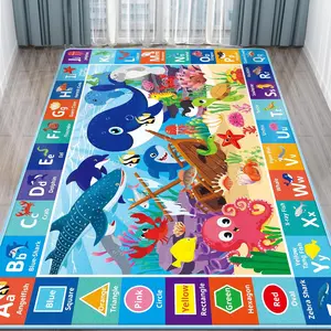 Play Mat for Floor, ABC  Play Mat, Sea   Rugs for Girls and Boys Playroom, Foldable Rug for    Crawling Playing (Blue, 78.7X59 INCH)