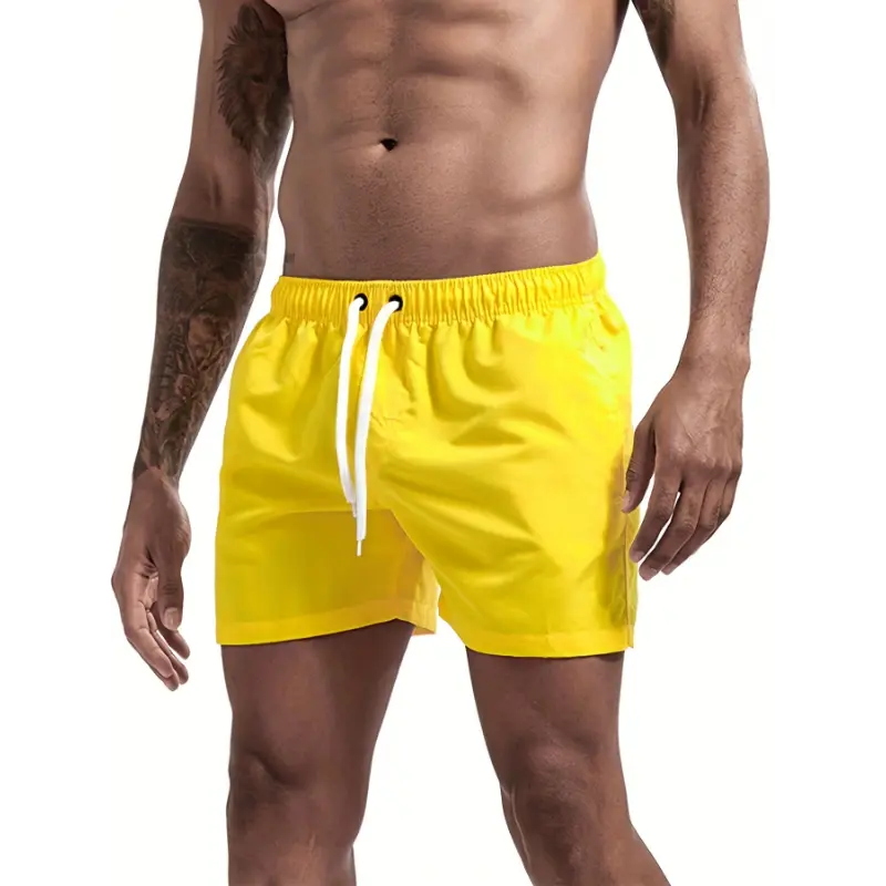 [Polyester | Quick Dry] Polyester Quick Dry Men's Sports Shorts, Solid Color, Slight Stretch, Drawstring, Regular Fit, 150g/㎡, for Outdoor Summer, Beach, Surfing, Volleyball, Swimming, Running, Training, Ballgame, Weekend Casual, Beach Part
