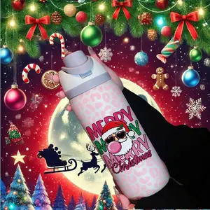 32oz Christmas Santa Water Bottle, Insulated Tumbler, Stainless Steel Vacuum Insulated, Large Capacity Fruit Cup, Perfect Gift for Women, Cold & Hot Drinks
