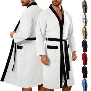 Quiet Luxury at home.  Ultra-soft Waffle Knit Spa Robe for Men | Lightweight & Breathable Men's Waffle Knit Bathrobe | Absorbent, Lightweight & Stylish Contrast Design