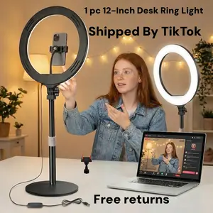 12" Multi-Functional Desk Ring Light with Extendable Stand – Professional Lighting for Live Streaming, Makeup, Video Calls, March Madness, Spring Break, World Cup