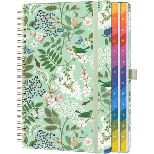 Password Book with Colorful Alphabetical Tabs, Spiral Password Keeper Book, 8.5" x 5.5" Internet Address & Login Password Organizer for Seniors Home Office (Garden)