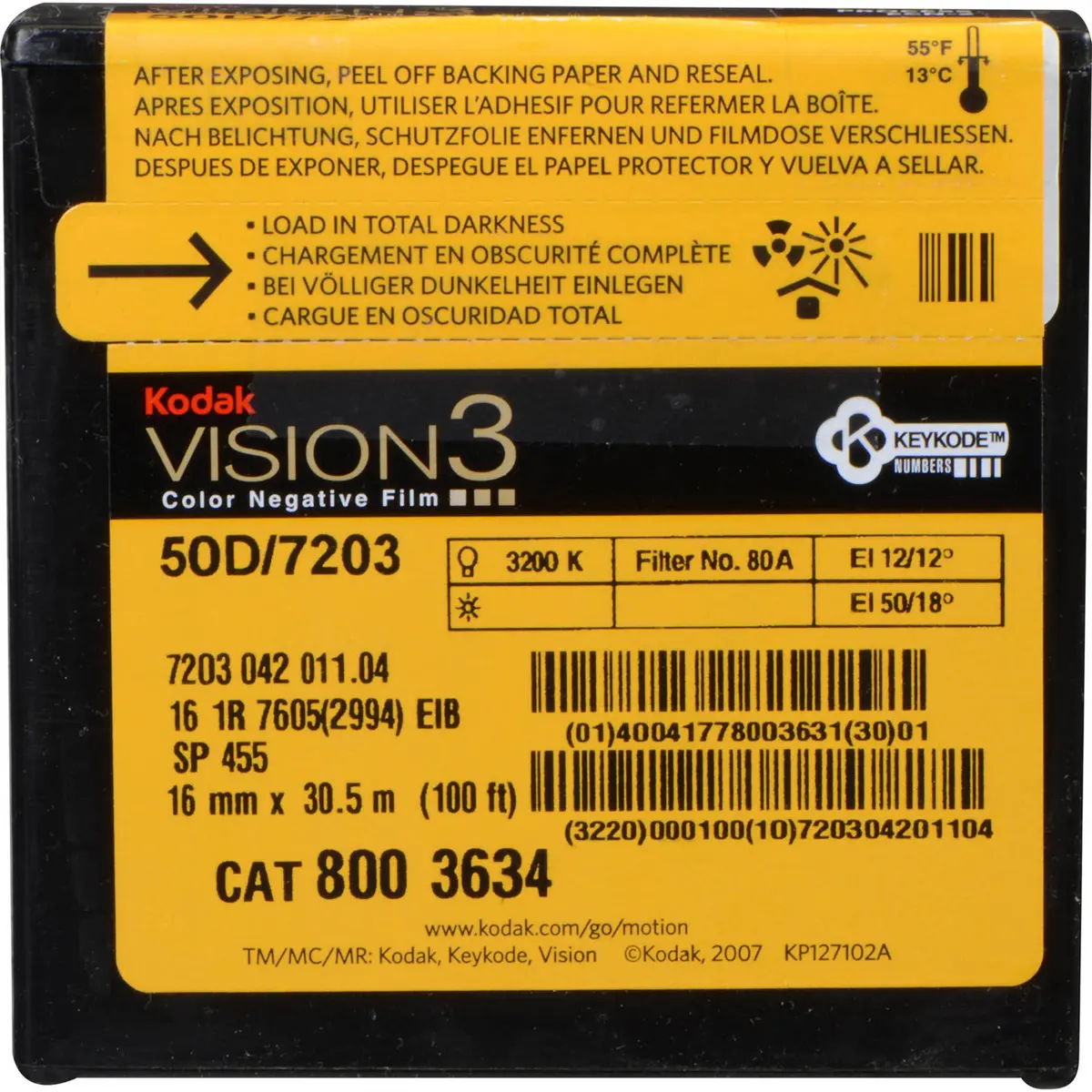 Kodak VISION3 50D/7203 16mm Color Negative Film, 100' Roll