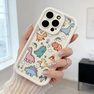 Colorful And Cute Dinosaur Pattern Case for iPhone 16 15 14 Pro Max 13 12 11 X/XS PlusMax Shockproof Full  Durable slim Silicone Cover