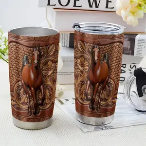 Horse Pattern Tumbler, 1 Count Stainless Steel Insulated Cup, Durable Water Bottle for Hot and Cold Beverages, Gift for Horse Lovers and Equestrians, Drinkware, Insulation
