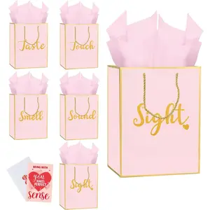 11.4"x 8.6" Five Senses  Bags for Him or Her - Sight Smell Touch Taste Sound  Bags with Tissue Paper, Greeting Card and Envelope (, 11.4"x 8.6"x 4")