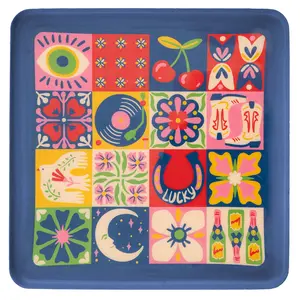 Tile Large Square Enamel Trays