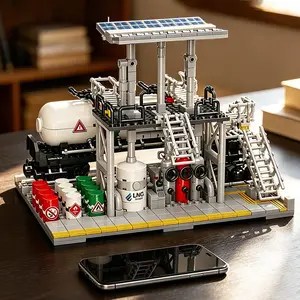 1000pcs Natural Gas Chemical Plant Storage Center Building Blocks, Building Block Sets, Bricker Build Sets, Assembly Challenge Toy, Elegant Desktop Decor, Engineering Enthusiast Collection