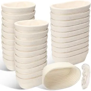 Lounsweer 30 Sets Bread Proofing Baskets Bulk Oval Banneton Dough Bowls Kit with Cloth Liners Sourdough Baking Tools Natural Rattan Sourdough Baking Kit(8.3'' & 9.8 '') for Home Bakers