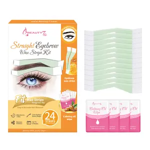 Beauty7 Sensitive Hair Removal Wax Strips Kit - 24 Strips for Facial Hair Removal, Hypoallergenic & Fragrance-Free, Easy to Use, Natural Ingredients, Up to 6 Weeks Hair-Free