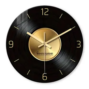 Creative Decorative Vinyl Record Glass Wall Clock, Silent Non-Ticking Battery Operated, Durable Home Decor New Year Valentine Gift for Bedroom Living Room Kitchen Corridor Party