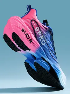 Parent - Child Fluorescent Green Carbon Plate Popcorn Sole Running Shoes, Tech Sports Style, Breathable Mesh Material, Carbon Plate Shock Absorption, Comfortable on Feet, Ideal for Parent - Child Running & Professional Training