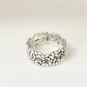 Sterling Silver 925 Leaves Band Ring Jewelry