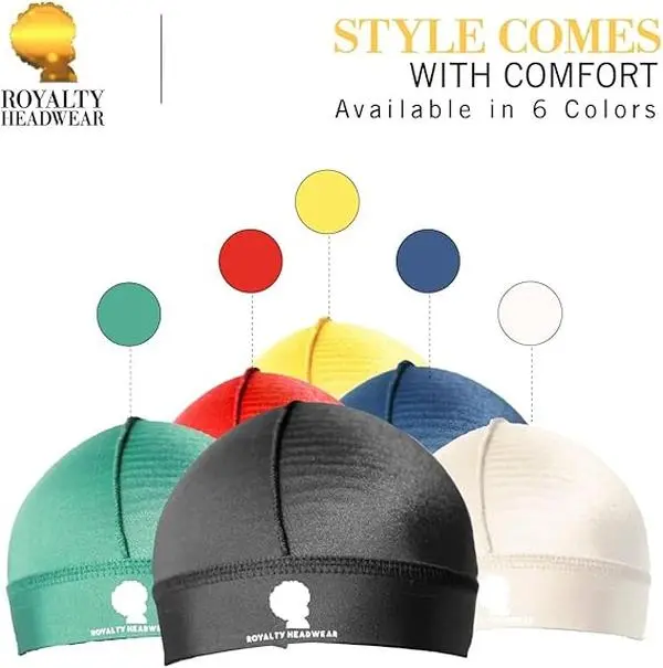 Royalty Headwear Silky Wave Cap for 360, 540 & 720 Waves, Soft Breathable Durag Skull Cap Beanie for Men/Women