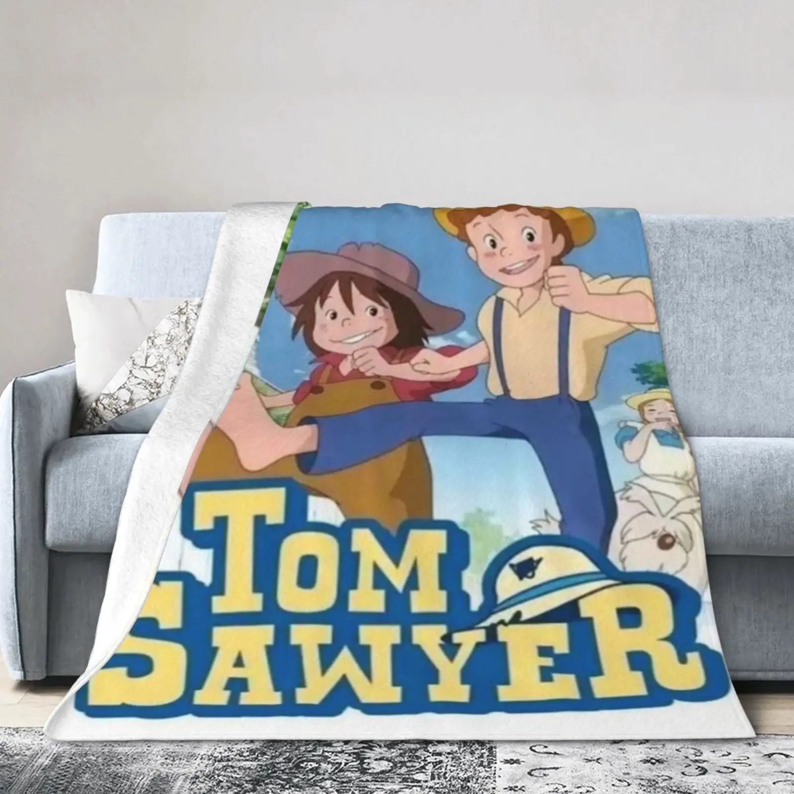 Tom Sawyer themed fleece blanket, digital print, soft and warm, multifunctional, suitable for sofa, bed, car, office, camping - perfect gift for all seasons