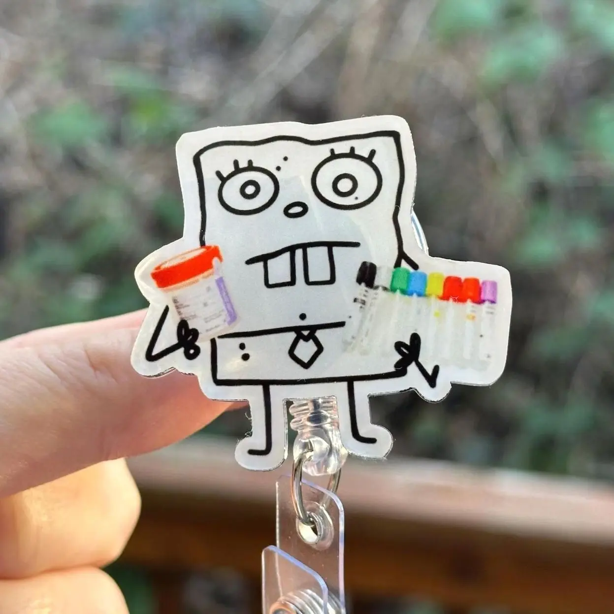 Cartoon Doodle Specimen Cup and Lab tubes-Badge Reel