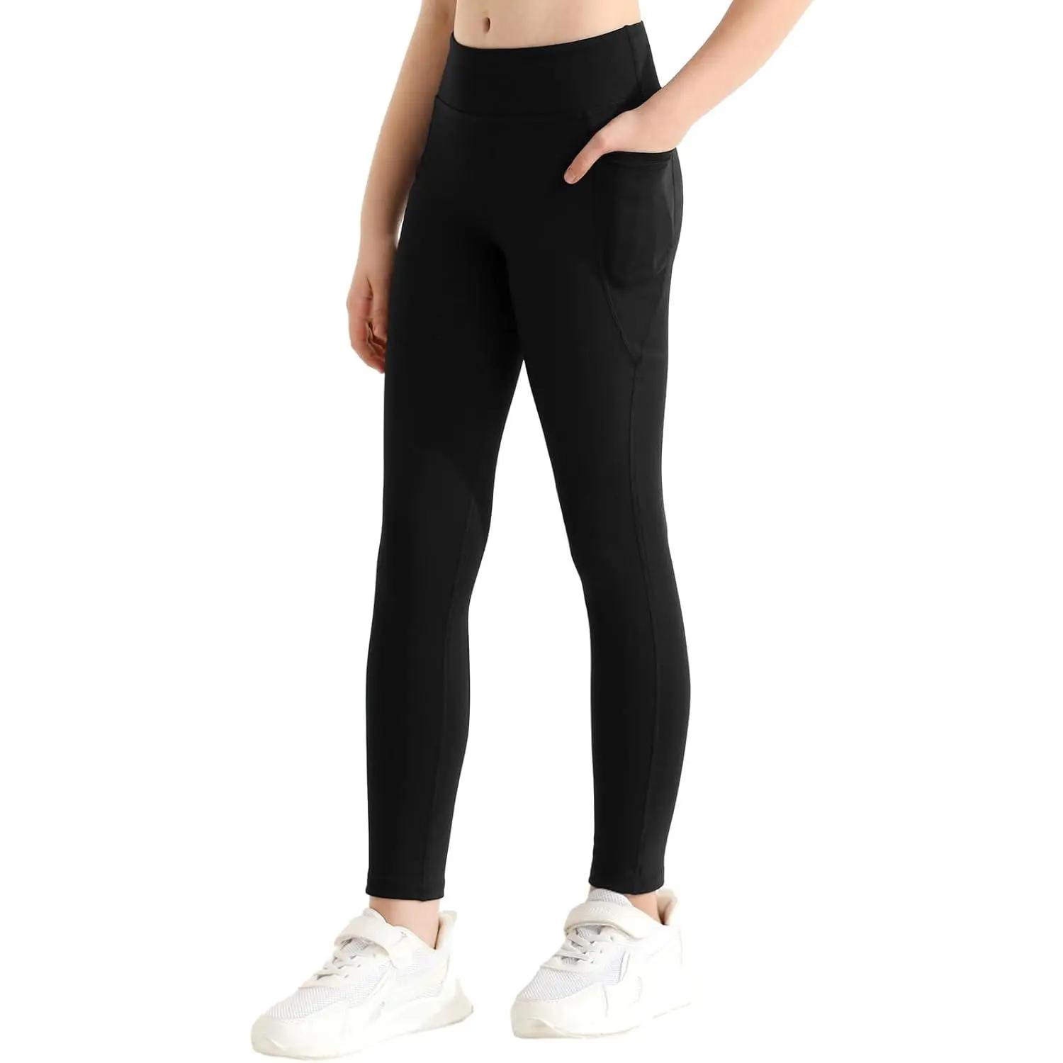 Girls' Athletic Leggings for Teens with Pockets, Sporty Chic 19% Spandex Fabric for Yoga & Workouts, Female, Machine Washable, Workout Gear, Yoga Sports, Snug Waist, Youth Sizes