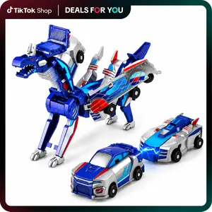 Hotfree Magnetic Dinosaur Transformer Car Toy, 2-in-1 Magnetic Cars That Transform into Flying Dragon Deer and Unicorn, Automatic Collision Transforming Toy, Fun STEM Toy Birthday Christmas Gift for Boys & Girls summervibes