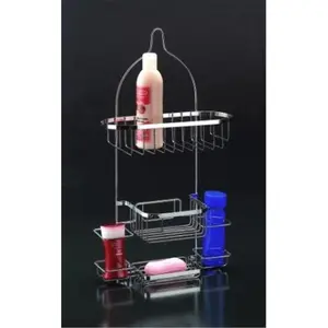 212 MAIN Deluxe 3-Tier Chrome Finish Rust-Proof Shower Caddy - 3-Tier Bathroom Storage Solution with Easy Installation, Three Tiers