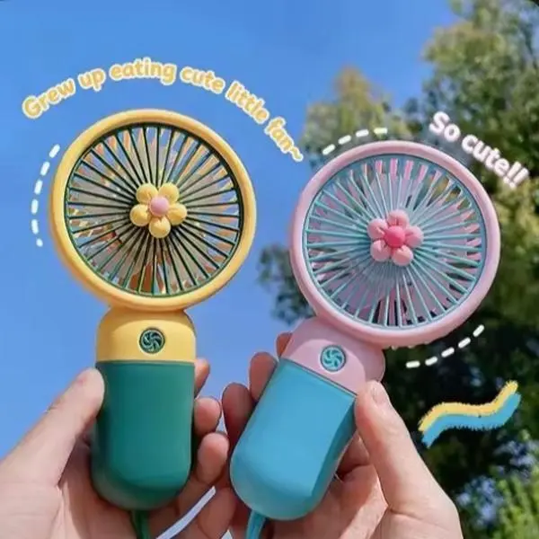 Portable Handheld Mini Fan, Foldable Neck-Hanging Fan with 5-Speed Settings, USB Rechargeable & Built-In Phone Stand